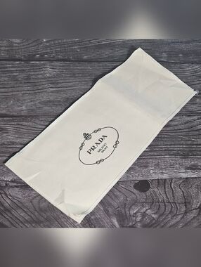 Authentic Prada Slim Gift Dust Bag Cotton Pouch Wallet Storage Cover Blue Logo